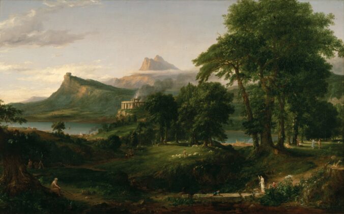 Painting "The Course of Empire - The Acadian or Pastoral State" by Thomas Cole